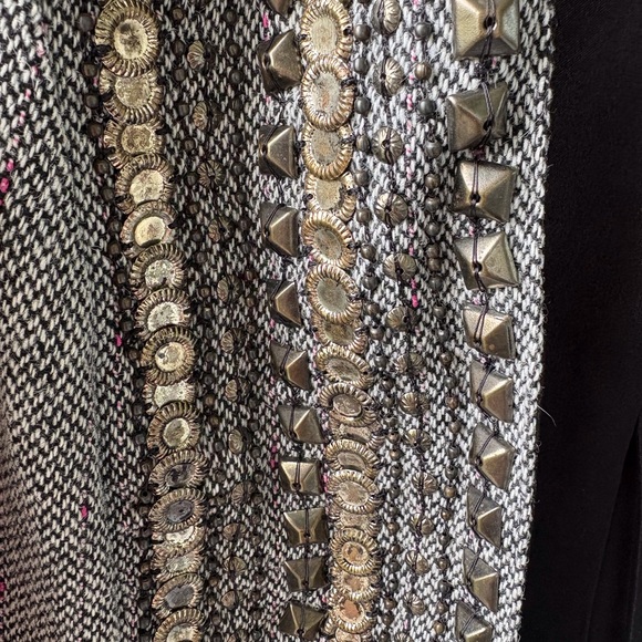 Chico’s Size L Tweed Studded Vest Brown Lined Office Casual Teacher Wool Fall - Picture 7 of 12